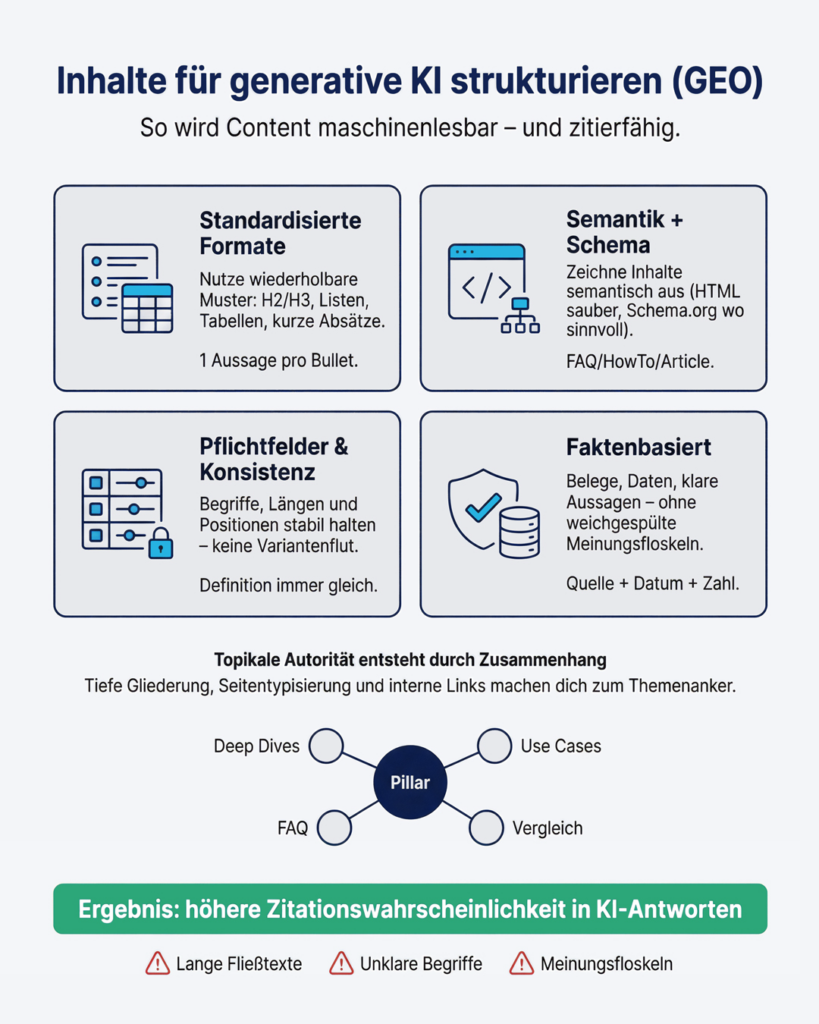 Inhalte für generative KI strukturieren (GEO)